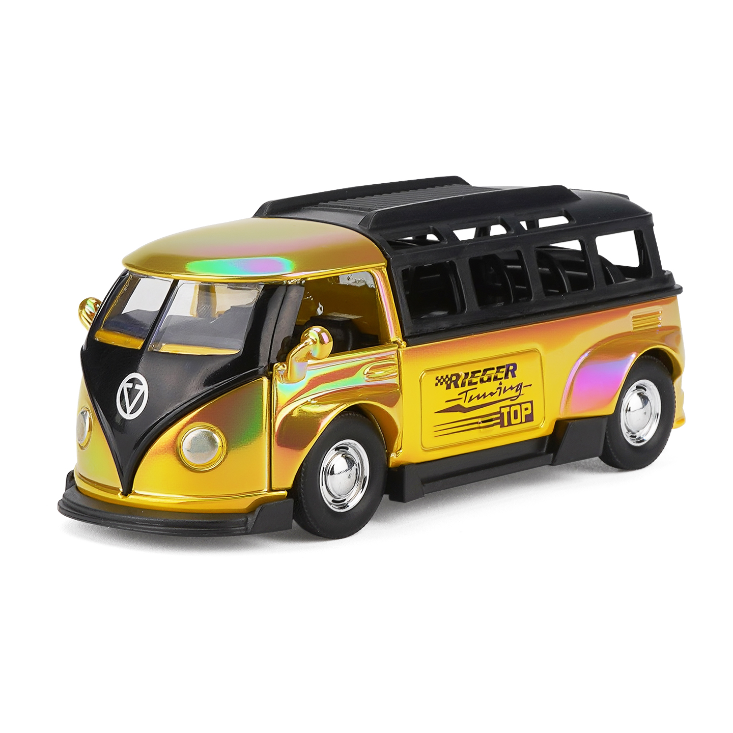 YC6601H Volkswagen Bus Phantom Color，Car Model, Zinc Alloy Toy Car for Kids, Pull Bac